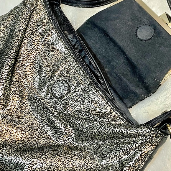 Fiorelli black and gold, small, crossbody bag with gold sequins and coin purse - Picture 6 of 8